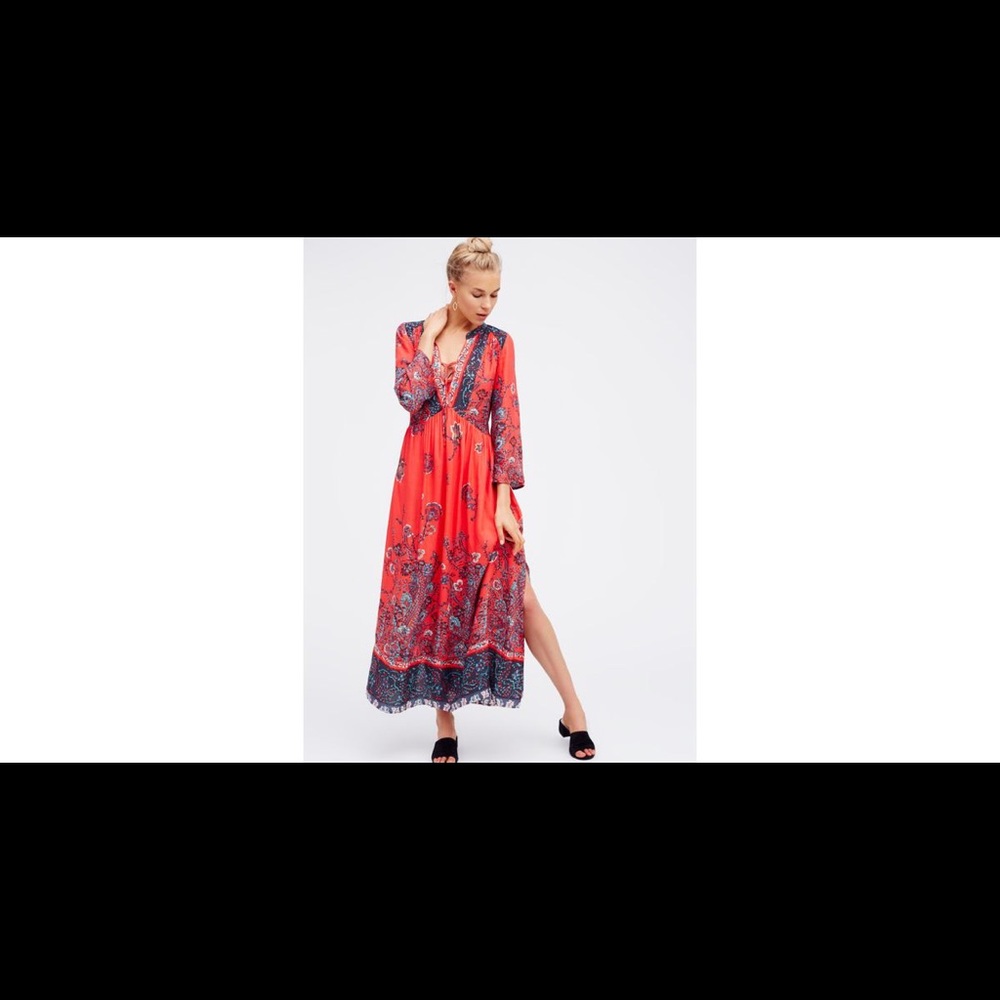 Free People If You Only Knew Maxi Red Floral Combo
